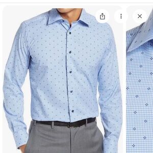 David Donahue Light Blue Geometric Shirt